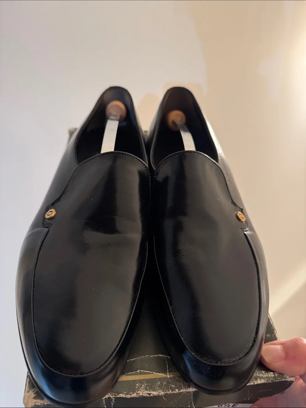 Bally Black Leather Slip-On Loafers